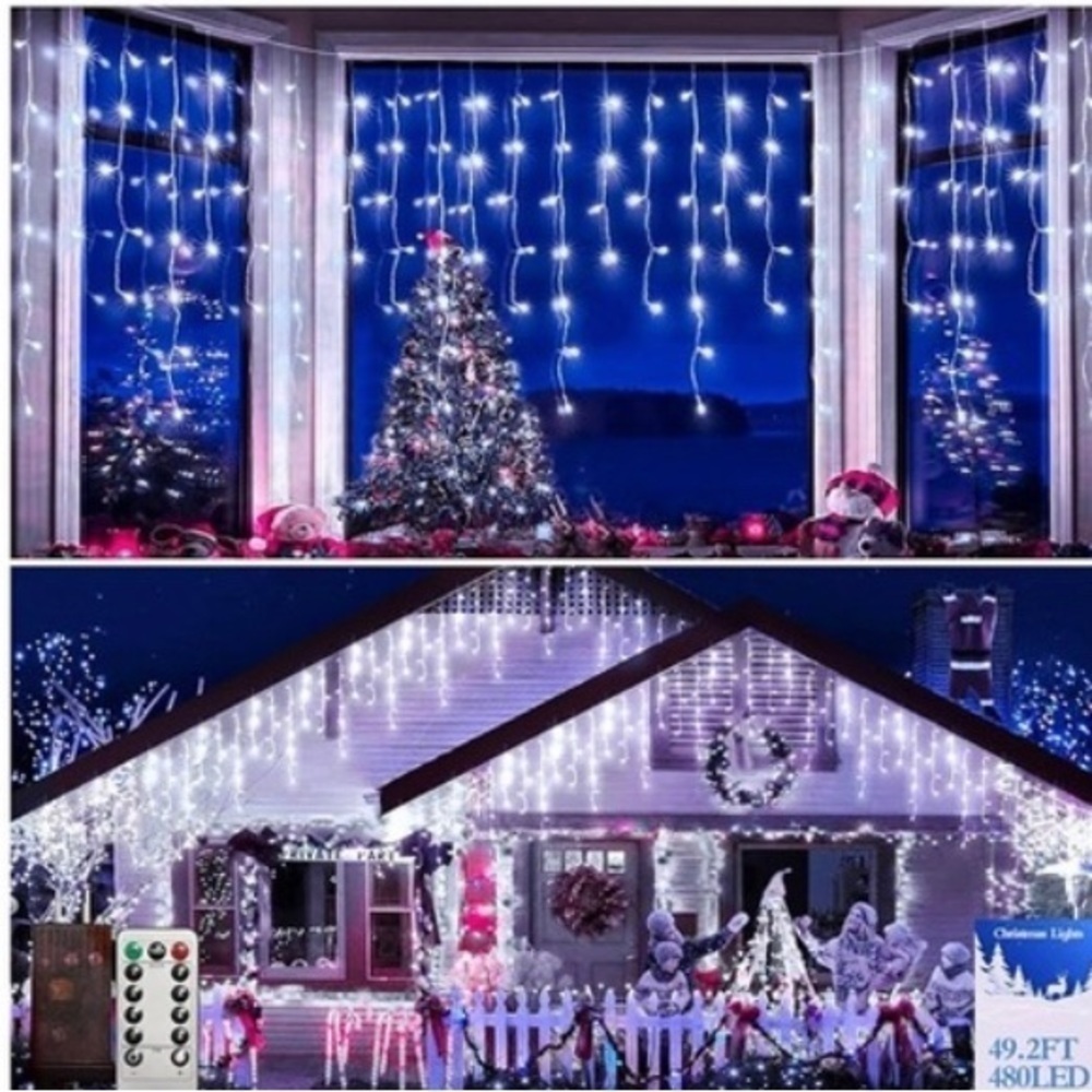 Christmas Lights 480 LED 49FT Plug in 8 Modes with Timer Dimmable Christmas D...